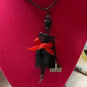 EUC Betsey Johnson Black Skeleton Ballerinas Necklace never worn